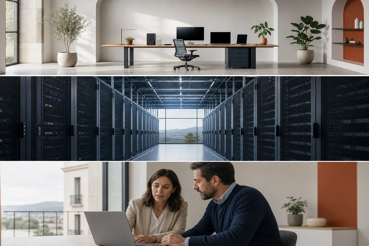 Profesionales revisando información digital en un entorno de trabajo sereno
